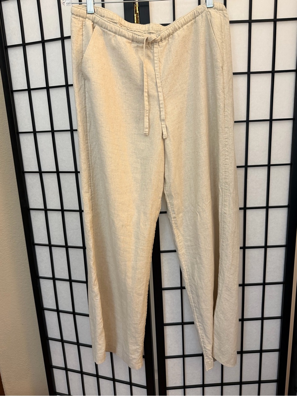 Hollister Cream/Beige Drawstring Linen Blend Pants M